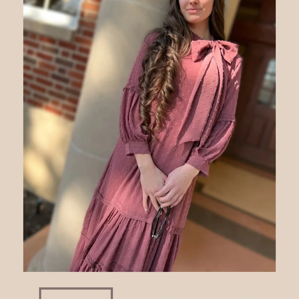 SOLD Diana Swiss dot dress- Antique Rose - Picture 2 of 6